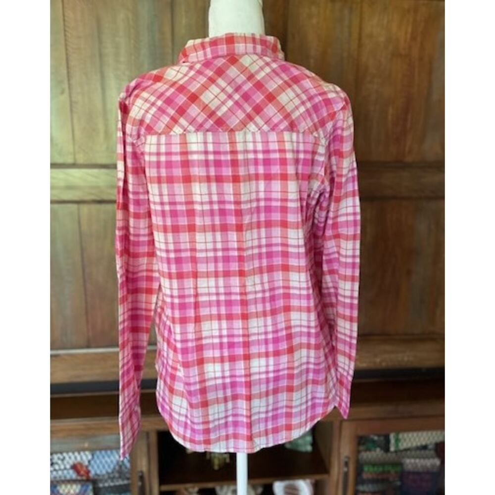 J. Crew Size 4 Long Sleeve Blouse‎ Button Front Red, Pink & White Plaid - Picture 2 of 3